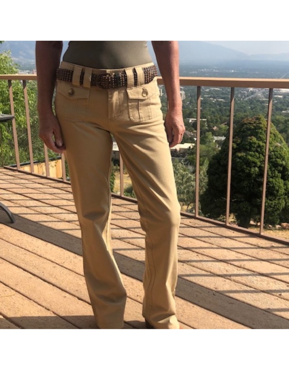 Sundance Khaki Wide-Leg Utility Pants